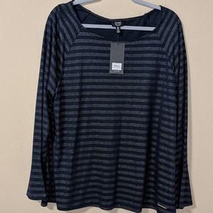 Jones NY Navy Blue Striped Top